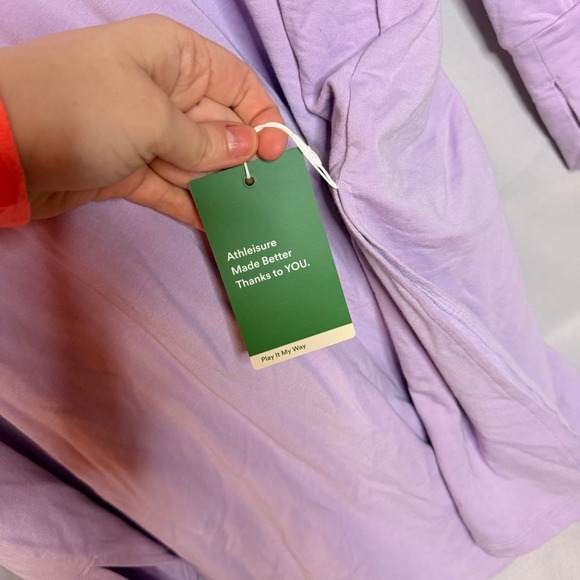 Halara Long Sleeve V Neck Tunic Hoodie Dress Lilac Purple Size L Athleisure NWT - Picture 6 of 14